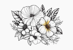 enredaderas con Flores y Hojas a Color tattoo idea