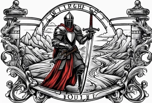 a knight pulling a sword out the bible tattoo idea