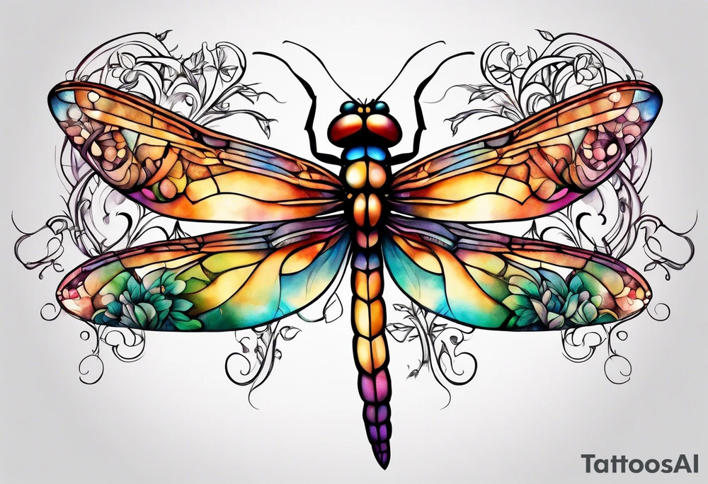 dragonfly vine tattoo idea