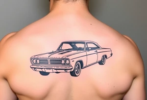 Black and white tattoo of Plymouth bender car tattoo idea