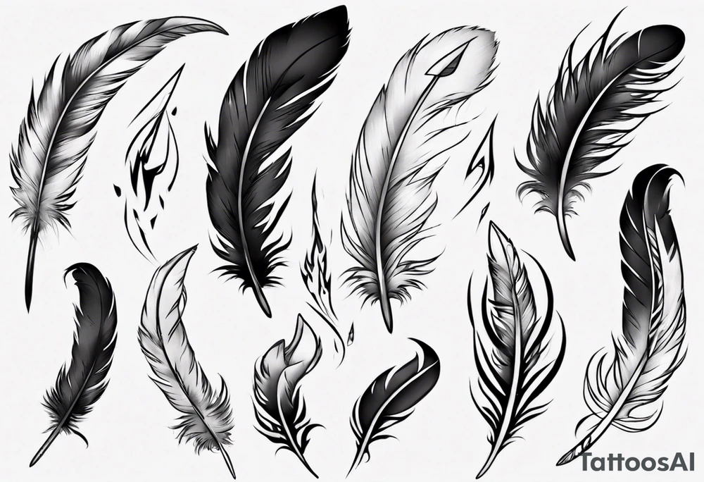 burning feather tattoo idea