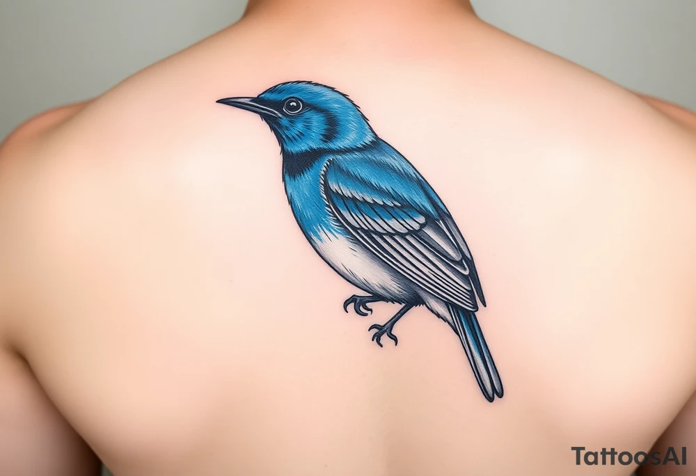 Bright colourful blue wren tattoo idea