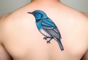 Bright colourful blue wren tattoo idea