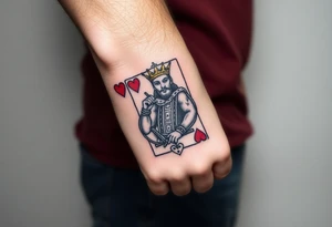 neo traditional king of hearts tattoo idea