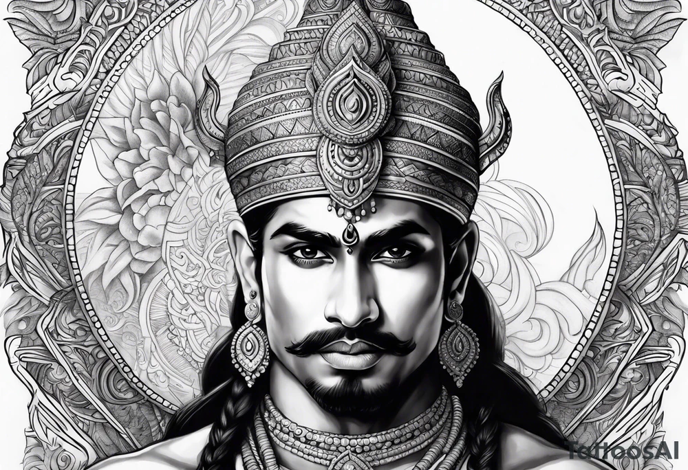 Its a warrior hindu karan tattoo idea