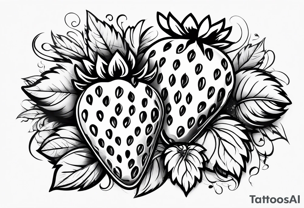 one graffiti style Strawberry, no background tattoo idea