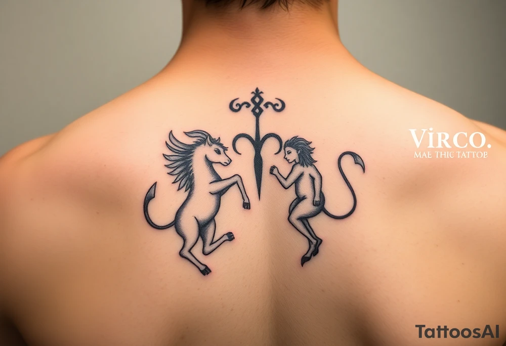 capricorn symbol, virgo symbol, love tattoo idea