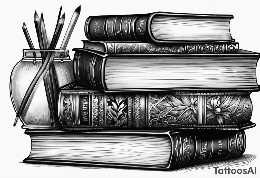 Books with pencil tattoo idea