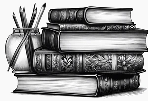 Books with pencil tattoo idea