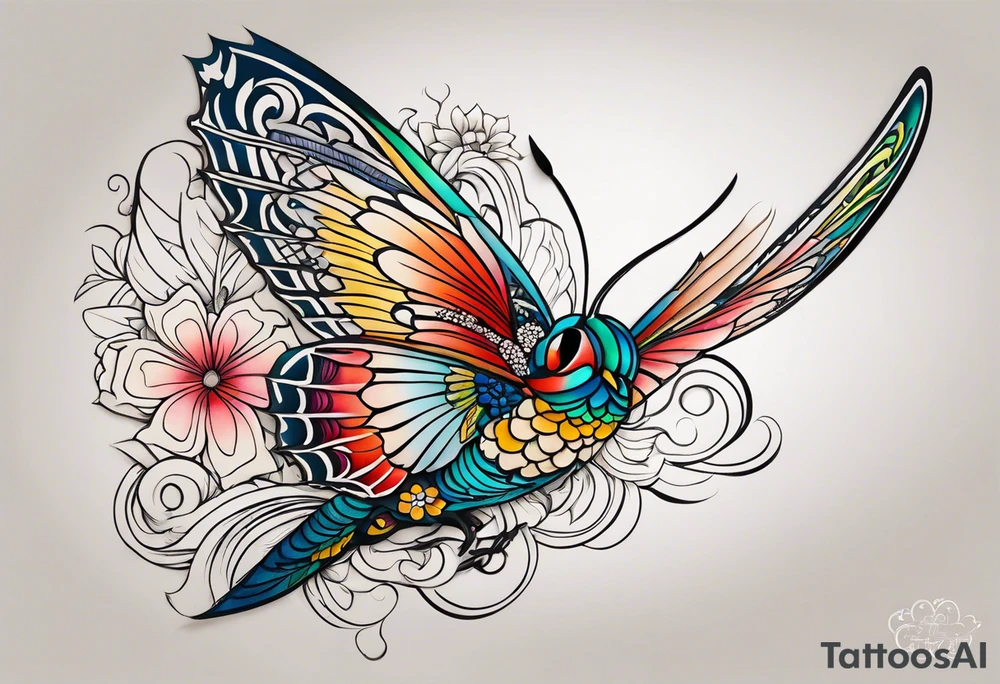 Libélula con toques de color tattoo idea