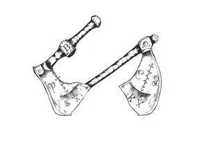 Viking axes 
on both shoulders with detailed rune engravings tattoo idea