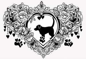 Hearts with NCJB and dog paws tattoo idea
