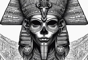 Black pharaoh skull tattoo idea