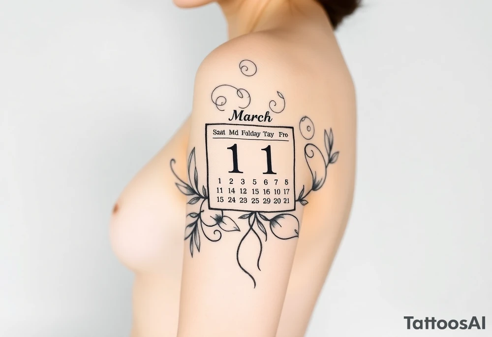 A calendar with 11th March tattoo idea