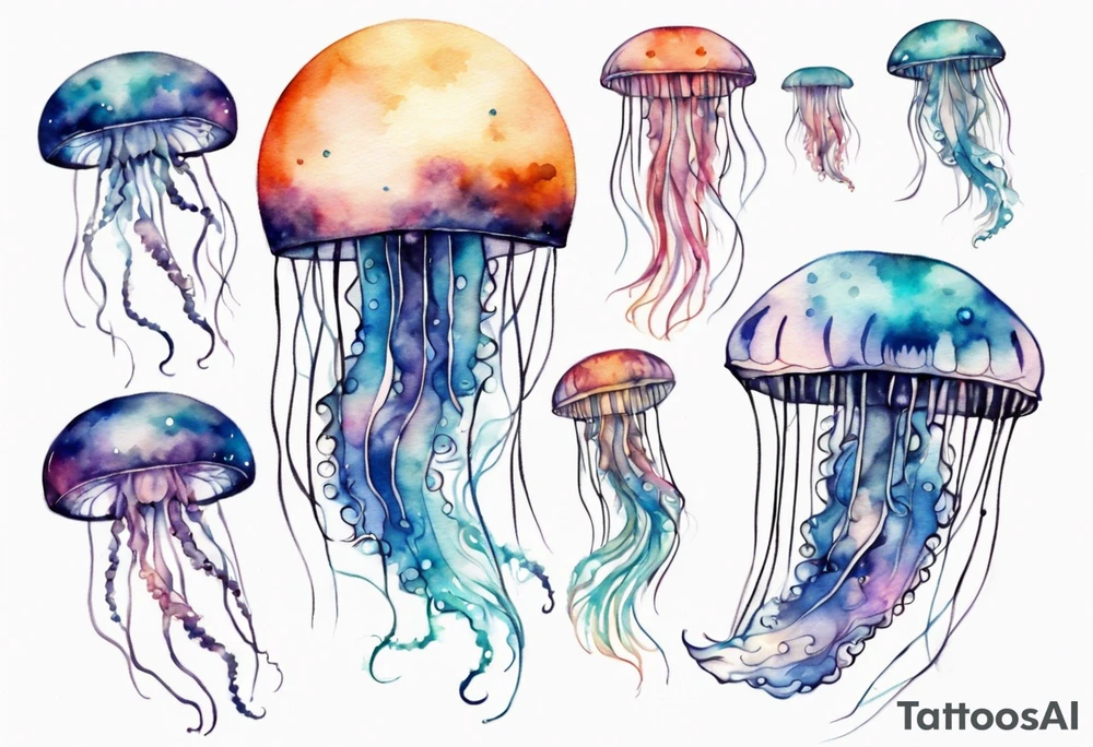jellyfish going into the moon tattoo idea