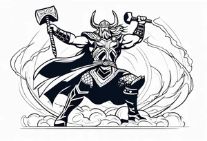 Lightning god thor fighting Jormangdr tattoo idea