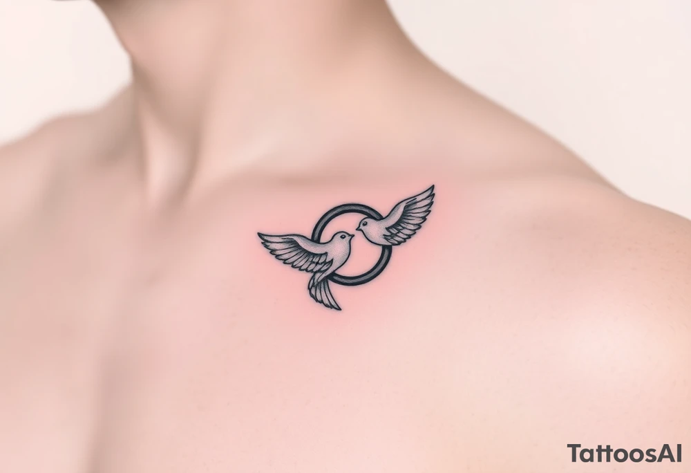 femine wedding ring with doves tattoo tattoo idea