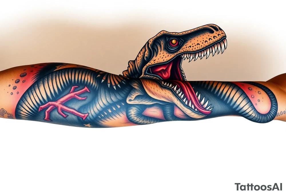 dinosaur spitting venom tattoo idea