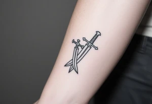 Give me a tattoo based on proverbs 27:17 about iron sharpening iron for me and the guys to get together probably two swords in it want a cross on the handle too tattoo idea