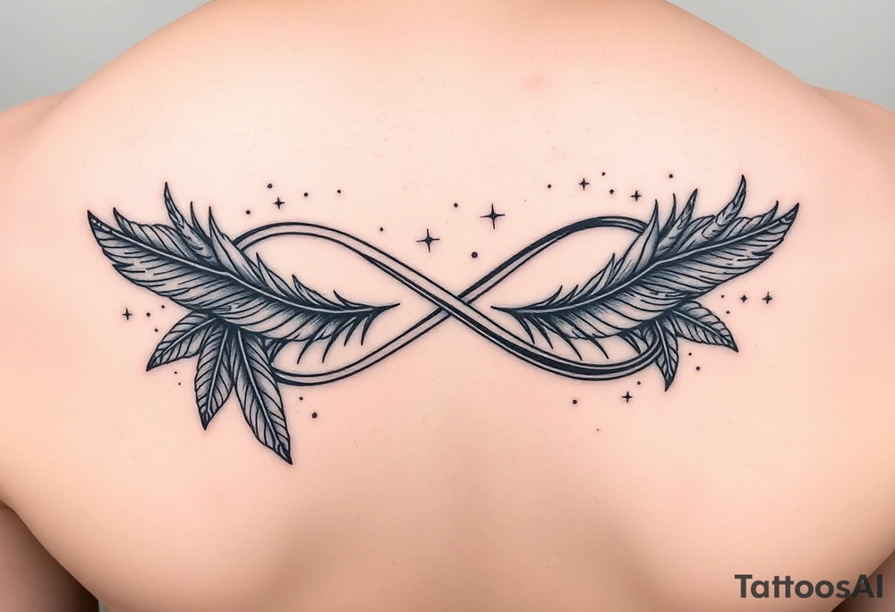 infinity symbol woven with floating feathers and stardust tattoo idea infinity symbol woven with floating feathers and stardust tattoo idea