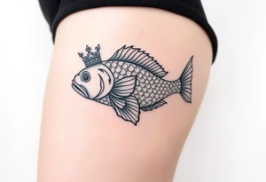 majestic fish with a crown tattoo idea