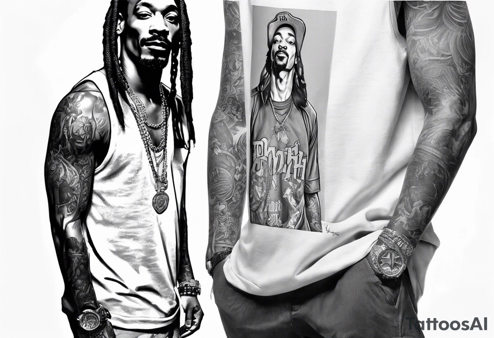 Marshall matthers and snoop dog full leg sleeve tattoo idea