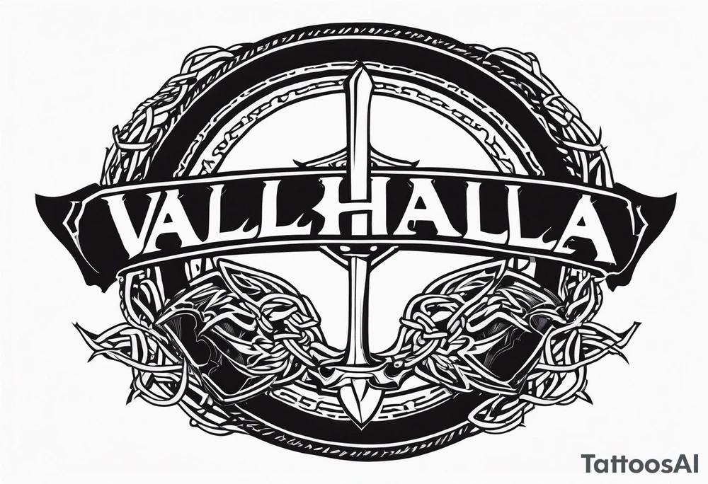 Valhalla sword shield barb wire chain tattoo idea