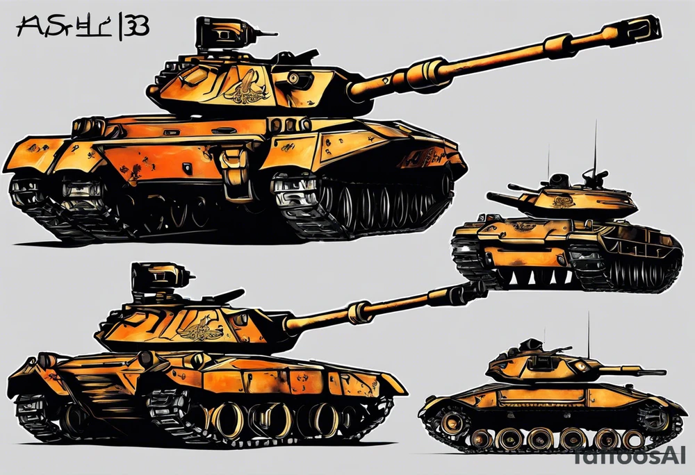 Small to medium sized tattoo of a halo 3 scorpion tank. Make sure you use the actual design of the halo 3 tank. Have the tank trampling over the word "everything" in the halo 3 font. Add the text word 'everything' to the bottom tattoo idea