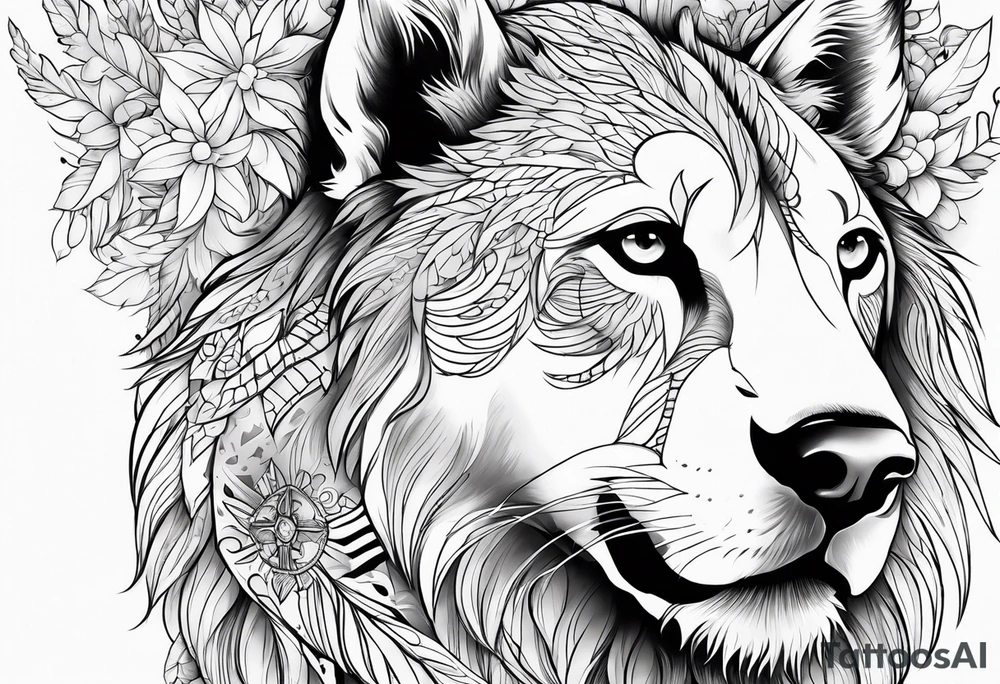 Animal cute , celestial, cross, tattoo idea