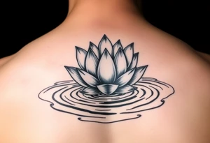 serene lotus flower emerging from sacred waters with ripples tattoo idea