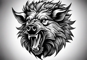 angry boar front tattoo idea