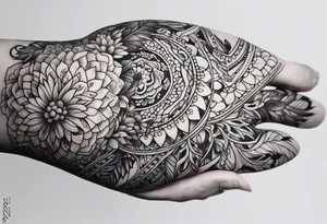 lace feminine full arm sleeve tattoo idea