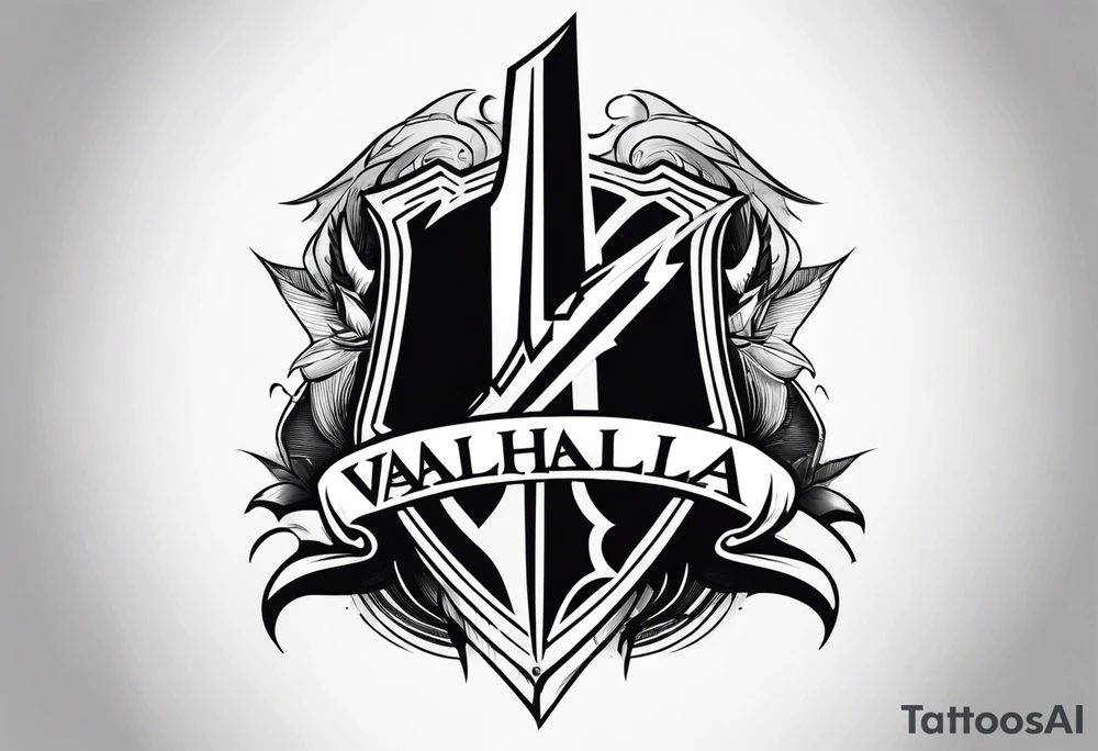 Valhalla sword shield lightning tattoo idea