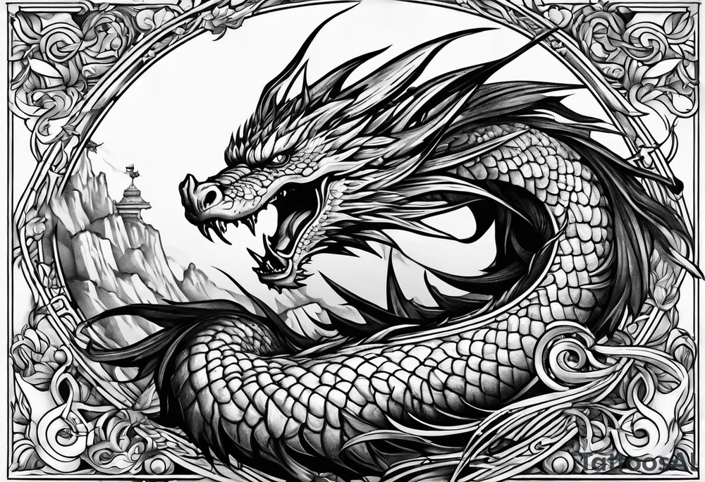 Drachen schwanz oben tattoo idea