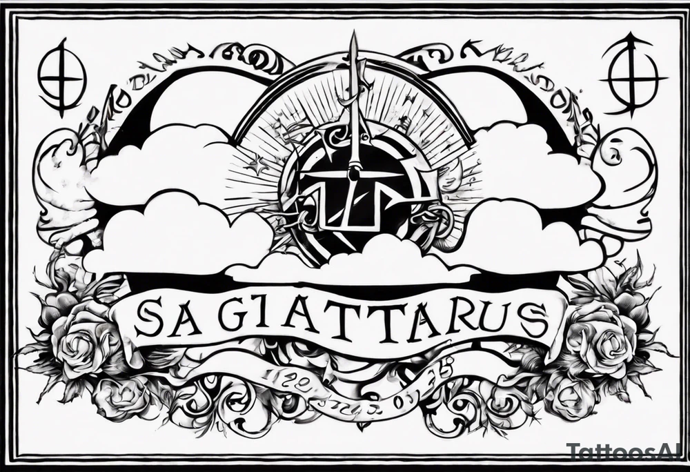 a cloud with the word sagittarius with the date 12.08.05 tattoo idea a cloud with the word sagittarius with the date 12.08.05 tattoo idea