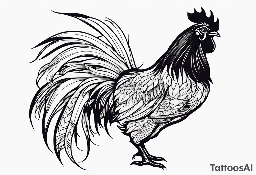 rooster holding machine gun tattoo idea