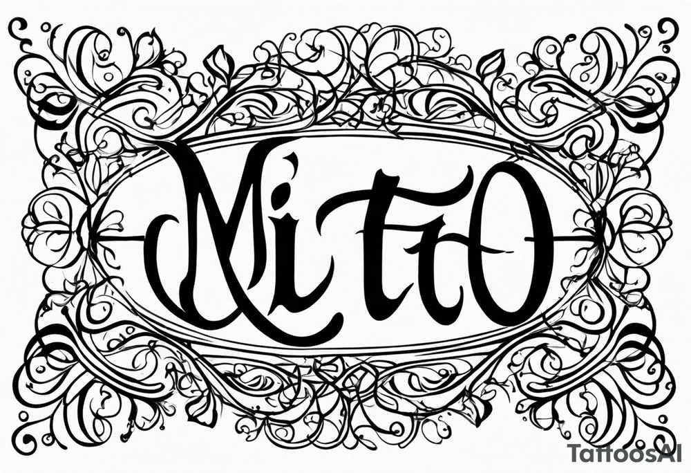 The name “Mito”, small, with vines in english tattoo idea