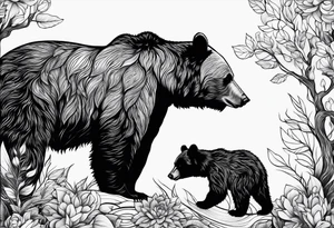 mother bear with cub looking at each other tattoo idea