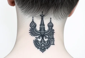 St. George 
3 russian imperial crowns above the Russian coat of arms double eagle
Russian sabre
The Kremlin or St. Basil's Cathedral scene 
on the side of my neck tattoo idea