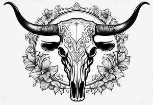 longhorn skull, western tattoo idea