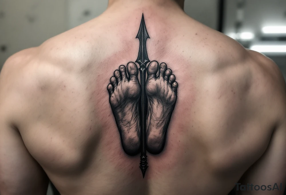 barefoot behind trident tattoo idea