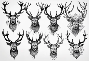 Majestic stag with exaggerated antlers tattoo idea