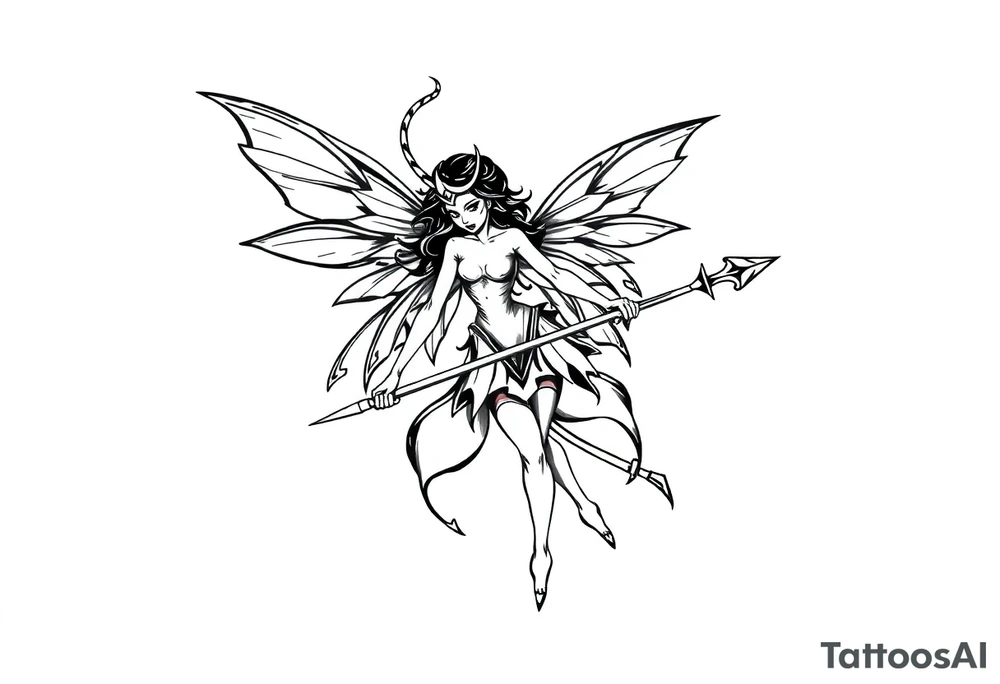 Dark fairy with weapon tattoo idea