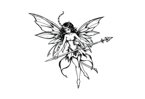 Dark fairy with weapon tattoo idea