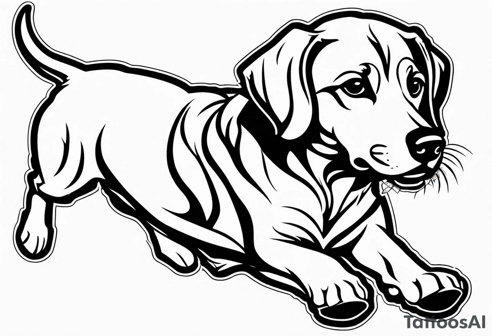 Outline of dashound running tattoo idea