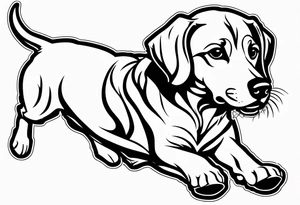 Outline of dashound running tattoo idea