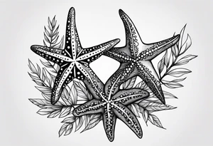 Two Starfish wrapped by olive branch tattoo idea