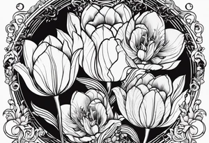 Scorpio and Leo with black and white tulips tattoo idea