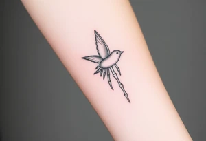 Skeleton hand reaching out of the ocean for a swallow tattoo idea