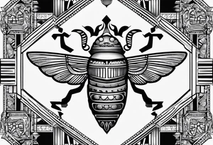 Écriture égyptienne avec un scarabée au milieu tattoo idea